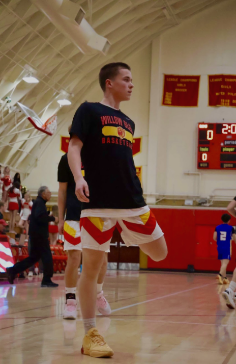 Sophomore guard Wyatt Ahlbrand during warm ups before home game vs. Prospect