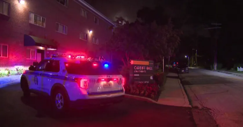 Baltimore County police tape near the Towson University area after a shooting investigation